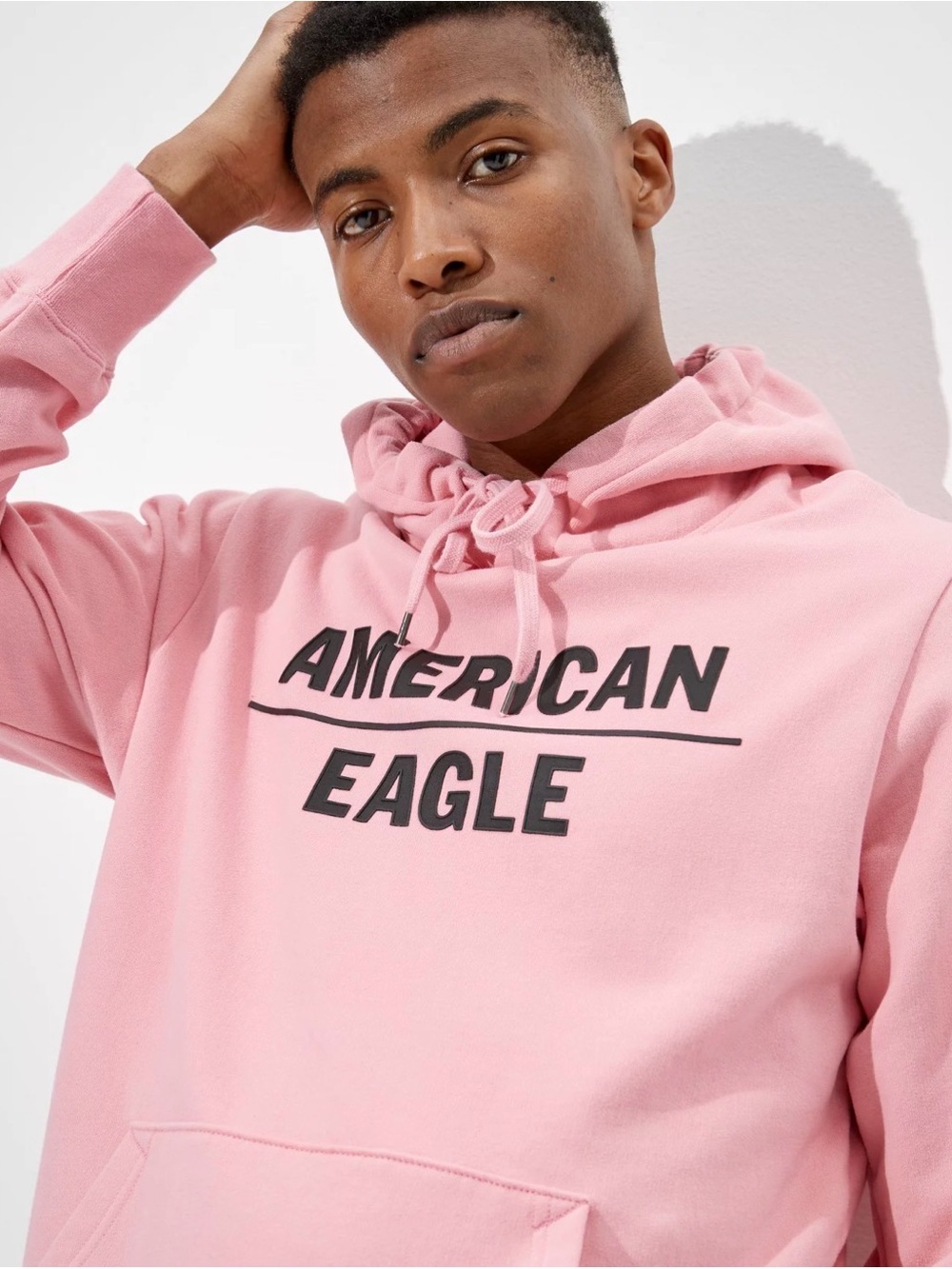 American Eagle Outfitters Pink Hoodie with Black Logo